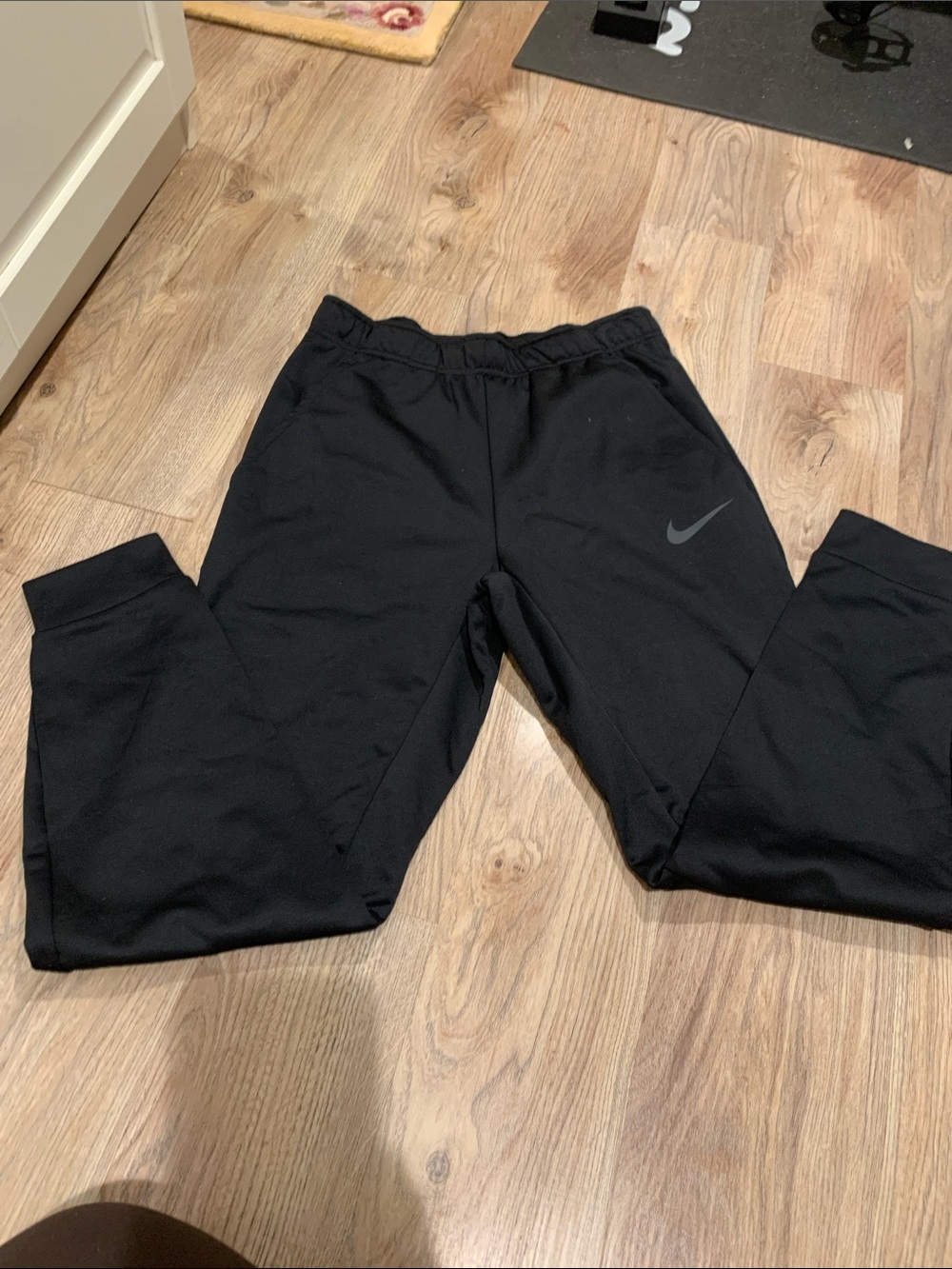 Nike Black Training Joggers with Gray Waistband Logo